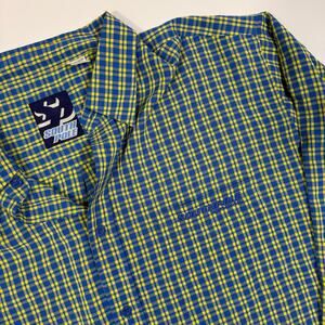Southpole Plaid Button Down Shirt Blue Yellow XXL Y2K